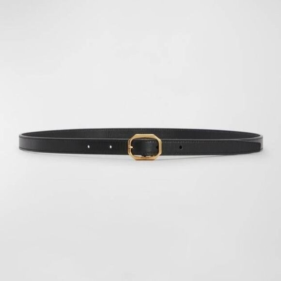 YSL Saint Laurent Frame Boucle Belt 1.5 cm Noir / Black 36 in / 90 cm NWT - Picture 1 of 7